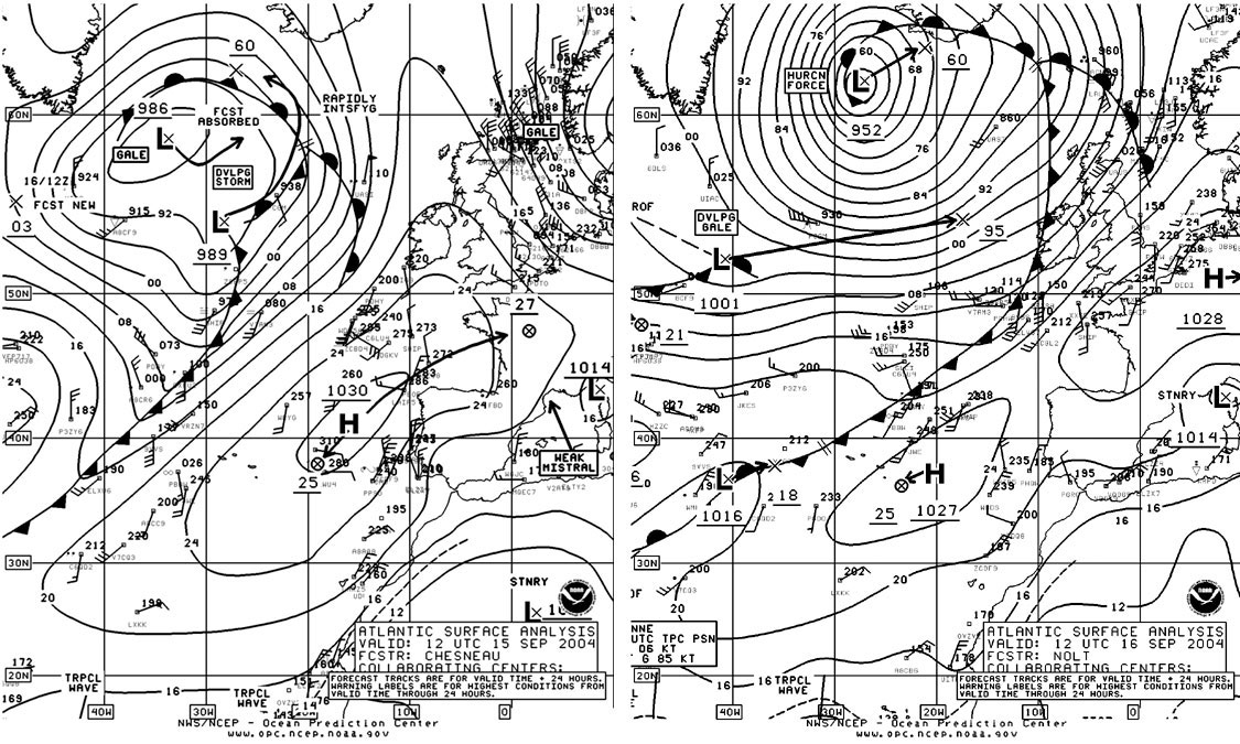 Figure 2. OPC North Atlantic Surface Analysis charts - Click to Enlarge