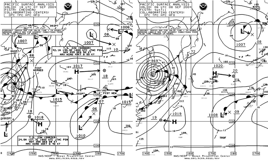 Figure 1. OPC North Pacific Surface Analysis charts - Click to Enlarge