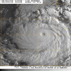 Figure 4. GOES-10 visible image of
Hurricane Howard - Click to Enlarge
