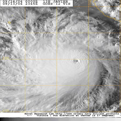 Figure 5. GOES-12 visible image of 
Hurricane Javier - Click to Enlarge