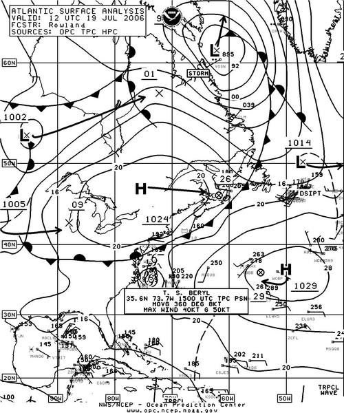 North Atlantic surface analysis chart