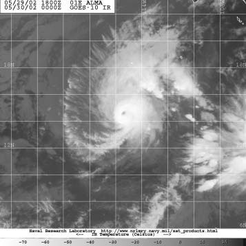 Figure 2 - GOES-10 infrared image of Hurricane Alma