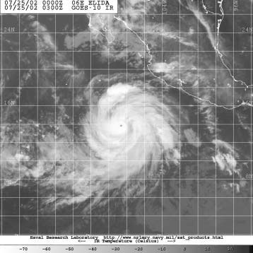 Figure 3 - GOES-10 infrared image of Hurricane Elida