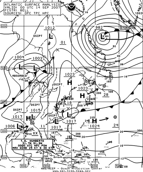 North Atlantic Surface Analysis chart
