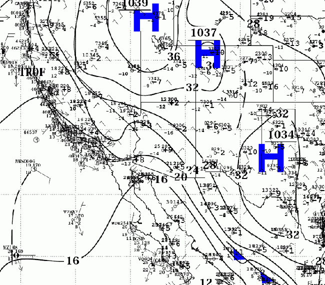 Two-panels of the Tropical Analysis and Forecast Branch (TAFB) surface analyses