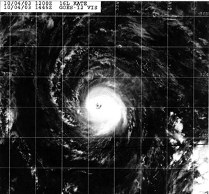 Figure 7 - GOES-12 visible image of 
Hurricane Kate - click to enlarge