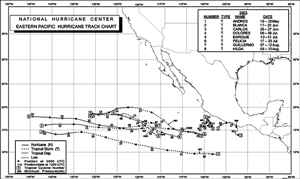 Figure 1a - Eastern Pacific Hurricane Track Chart - click to enlarge