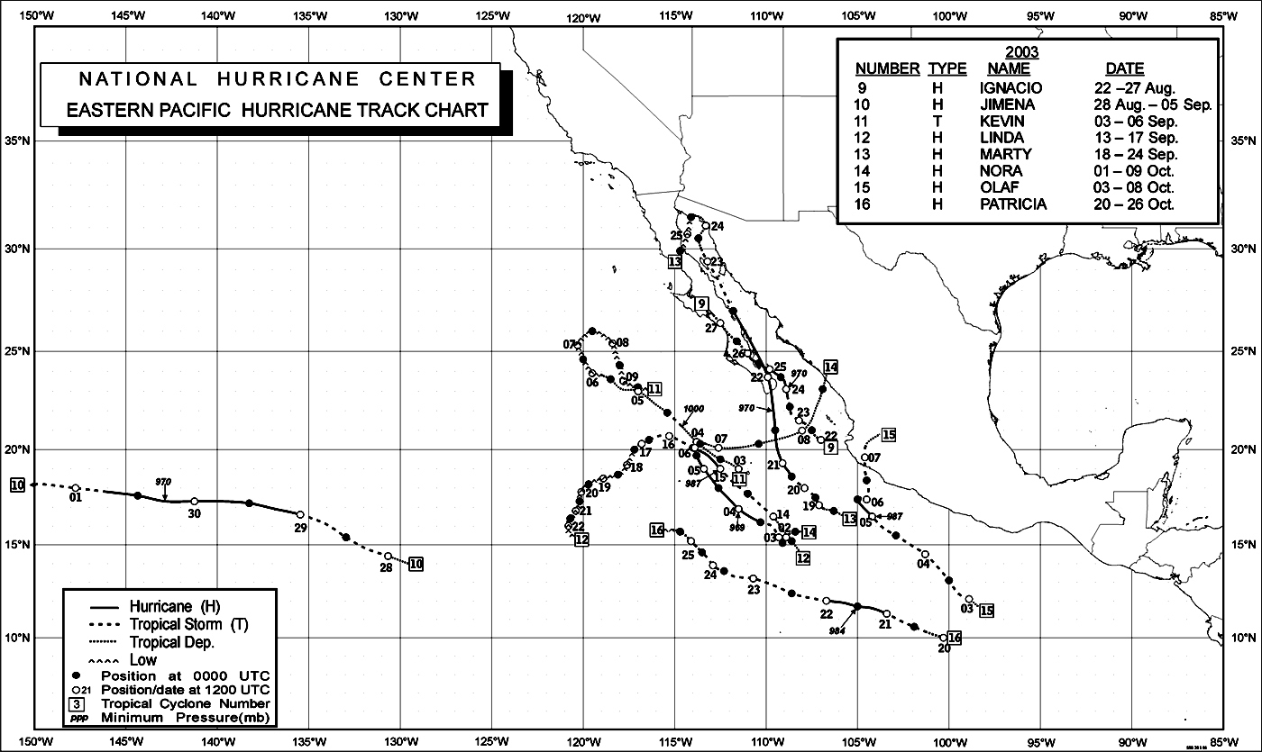 Figure 1b - Eastern Pacific 
Hurricane Track Chart - click to enlarge