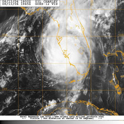 Figure 3 GOES-12 Visible Image of 
Hurricane Charley - Click to Enlarge
