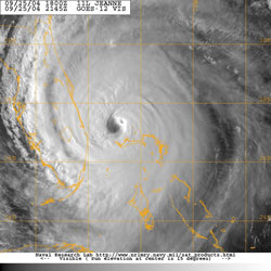 Figure 6. GOES-12 visible image of 
Hurricane Jeanne - Click to Enlarge