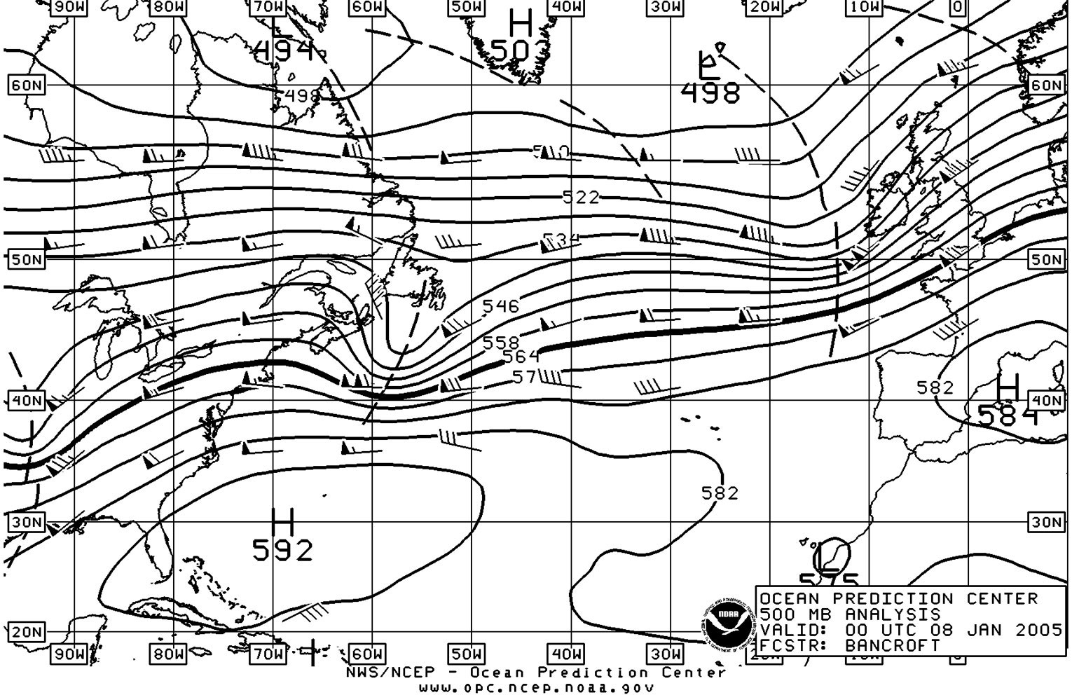 Figure 2. North Atlantic hPa Analysis Chart - Click to Enlarge