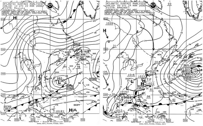 Figure 12. OPC North Atlantic Suface Analysis charts. Click to enlarge
