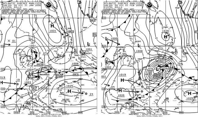 Figure 5. OPC North Atlantic Surface Analysis charts. Click to enlarge