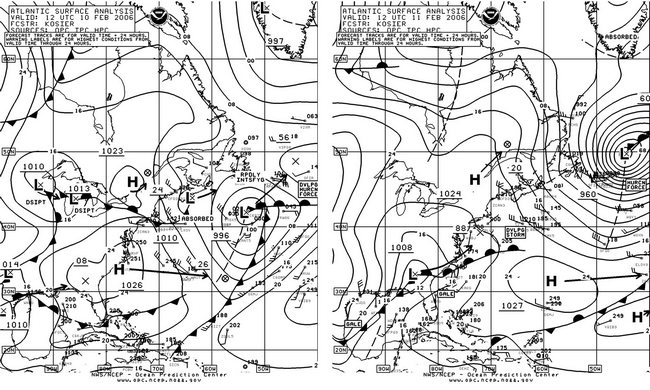 Figure 7. OPC North Atlantic Surface Analysis charts. Click to enlarge