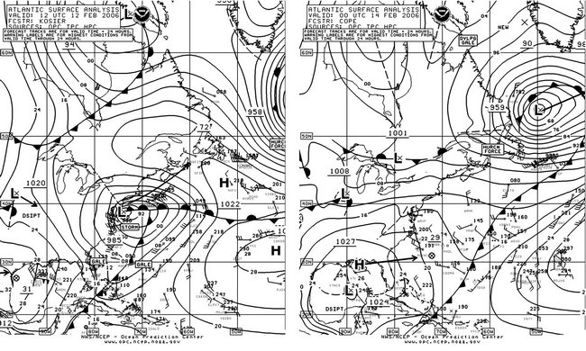 Figure 8. OPC North Atlantic Surface Analysis charts. Click to enlarge