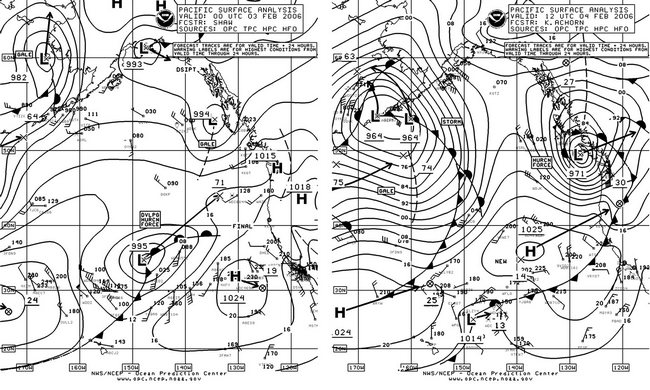 Figure 13. OPC North Pacific Surface Analysis charts. Click to enlarge