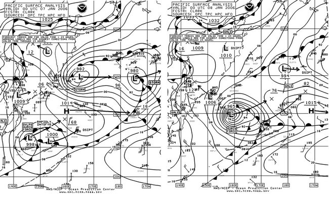 Figure 6. OPC North Pacific Surface Analysis charts. Click to enlarge
