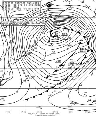 OPC North Pacific Surface Analysis charts West