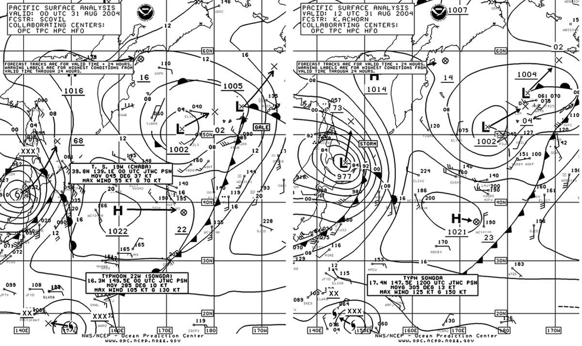 Figure 6. OPC North Pacific Surface Analysis charts - 
Click to Enlarge