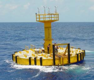 Image of NDBC 10 meter discus buoy - Click to Enlarge