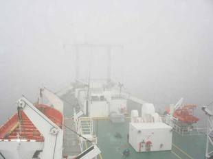 Ship underway while in heavy fog