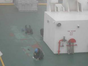 Cadets working while in heavy fog