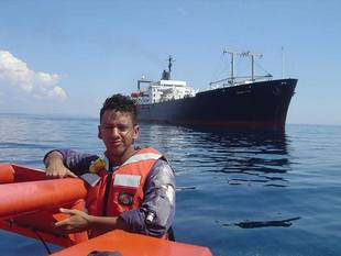 Naldo Garcia on the fast rescue boat